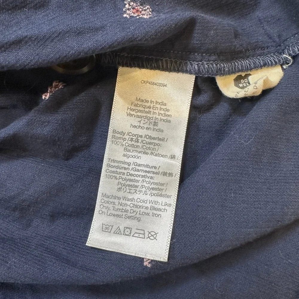 Madewell Embroidered Corduroy Peplum Blouse Navy Large